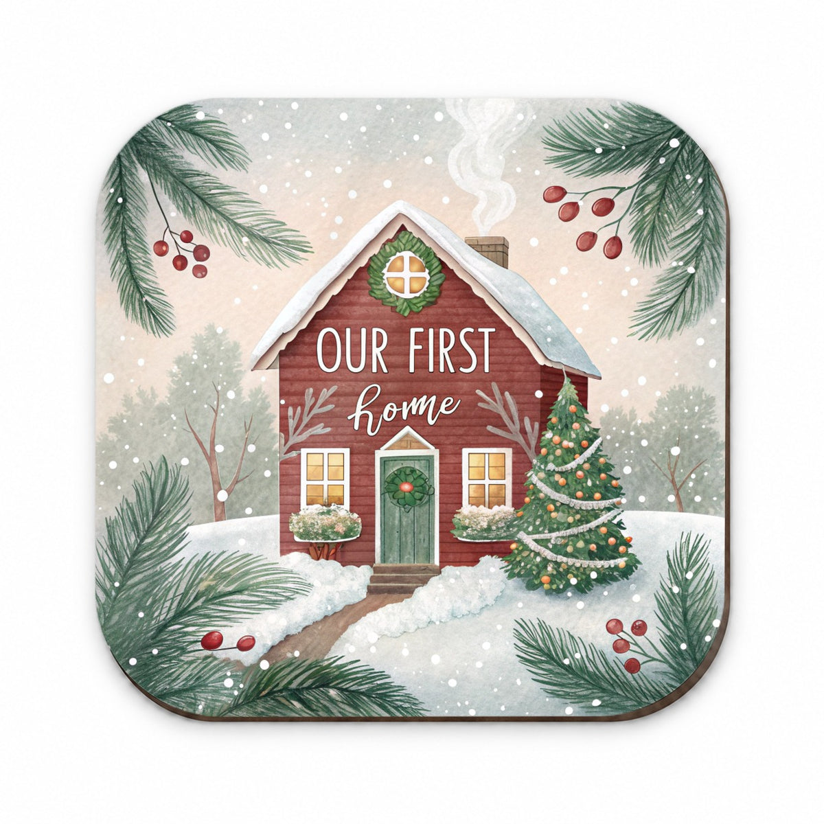 Our First Home Christmas Red House Fridge Magnet