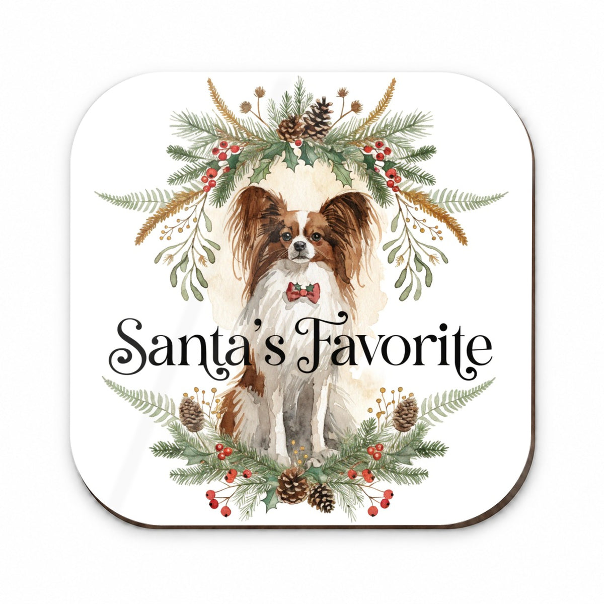 Papillon Dog Christmas Santa's Favorite Fridge Magnet