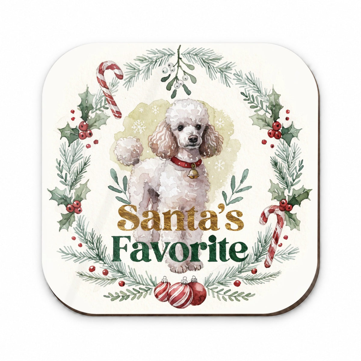 Poodle White Dog Christmas Santa's Favorite Fridge Magnet