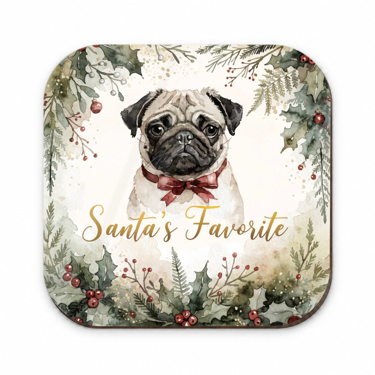 Pug Dog Christmas Santa's Favorite Fridge Magnet