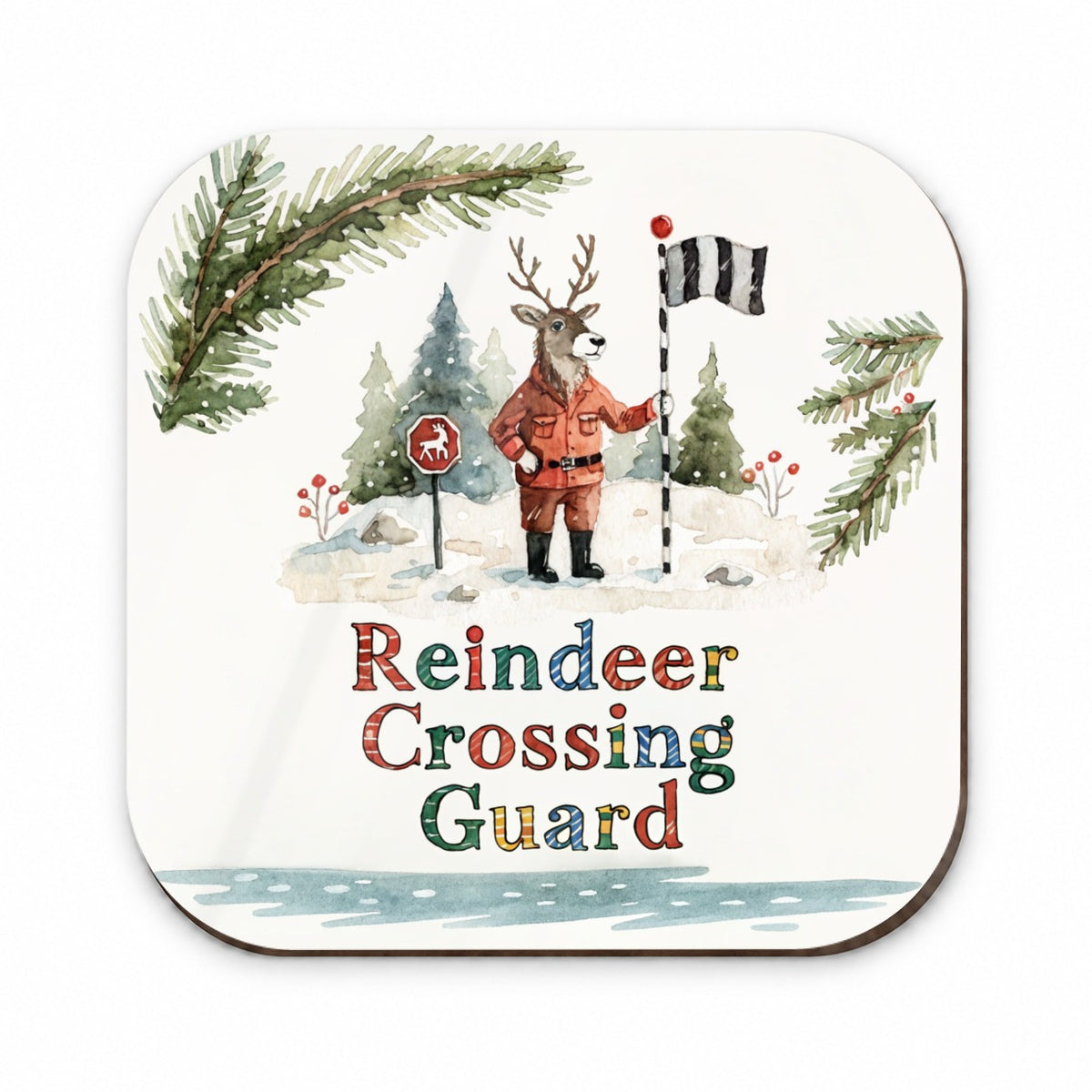 Reindeer Crossing Guard Christmas Funny Fridge Magnet