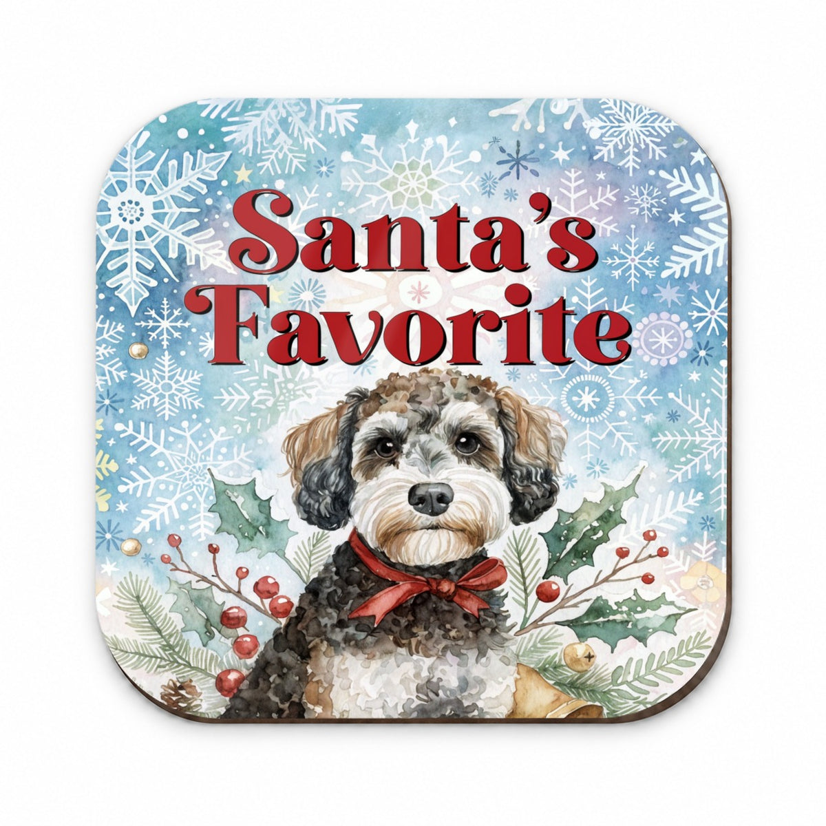 Schnoodle Dog Christmas Santa's Favorite Fridge Magnet