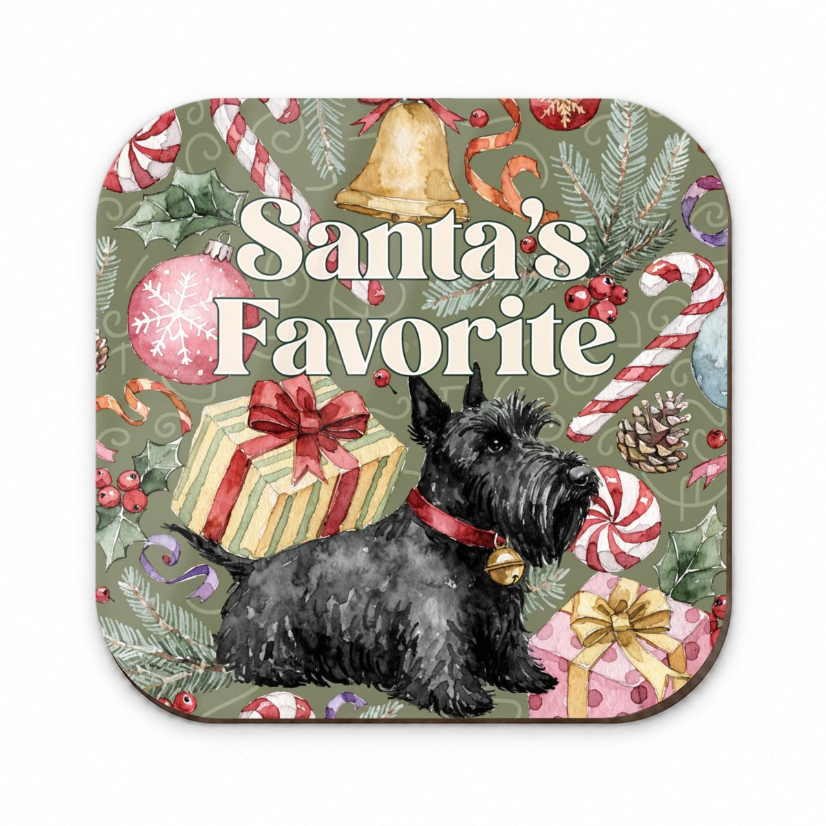 Scottish Terrier Dog Christmas Santa's Favorite Fridge Magnet