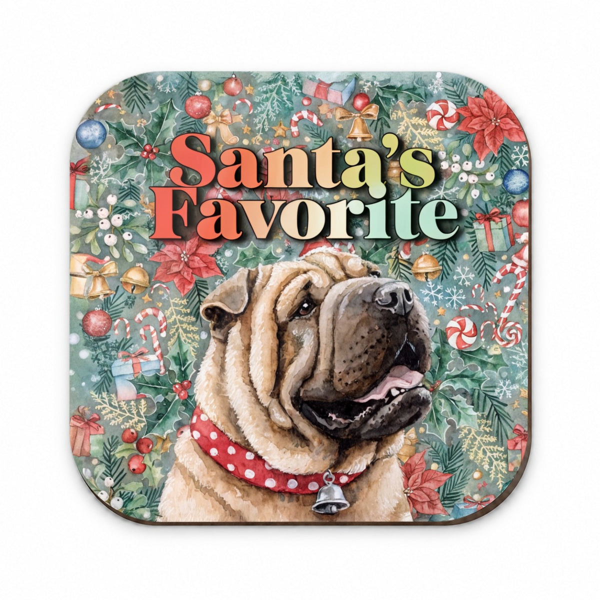 Shar Pei Dog Christmas Santa's Favorite Fridge Magnet