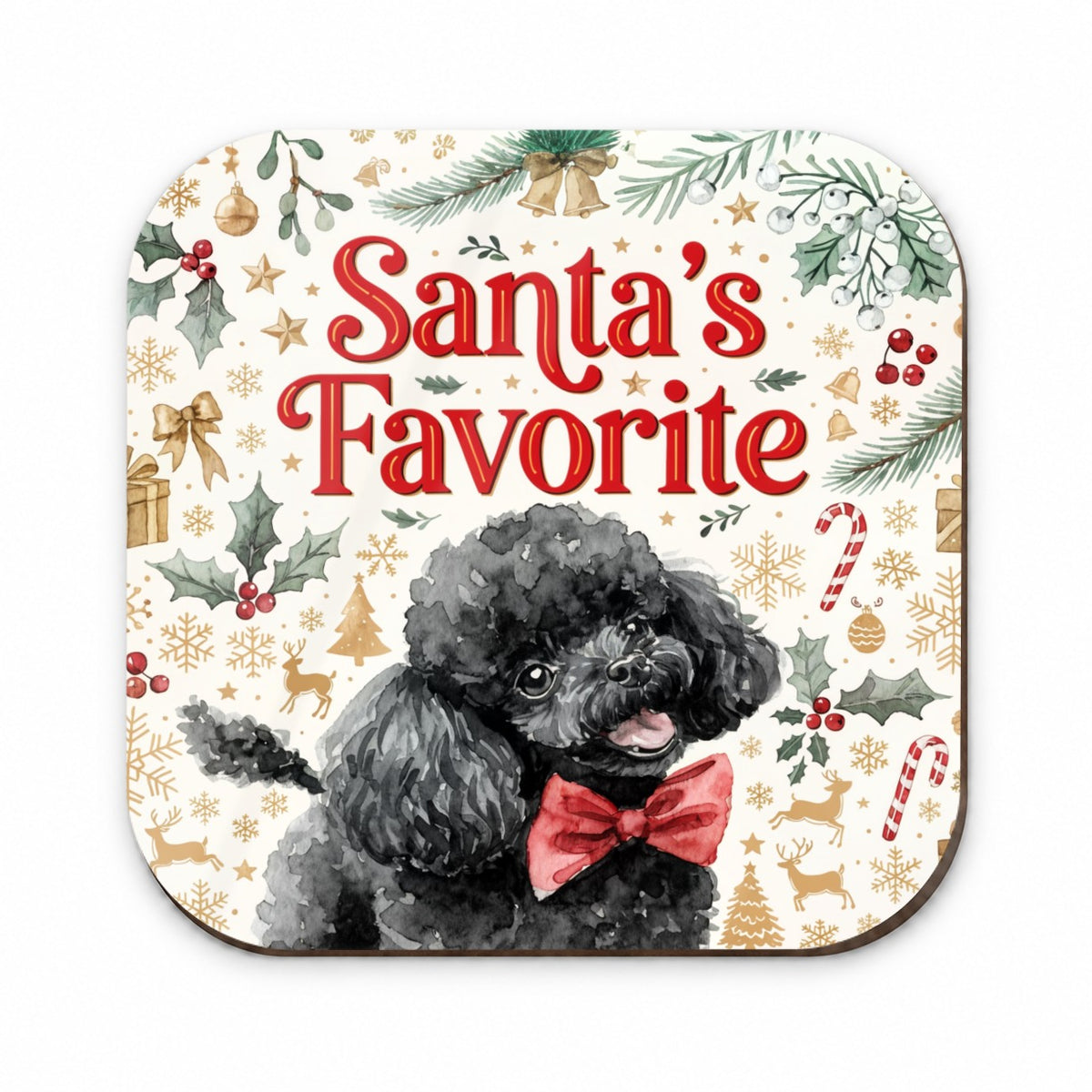 Toy Poodle Dog Christmas Santa's Favorite Fridge Magnet