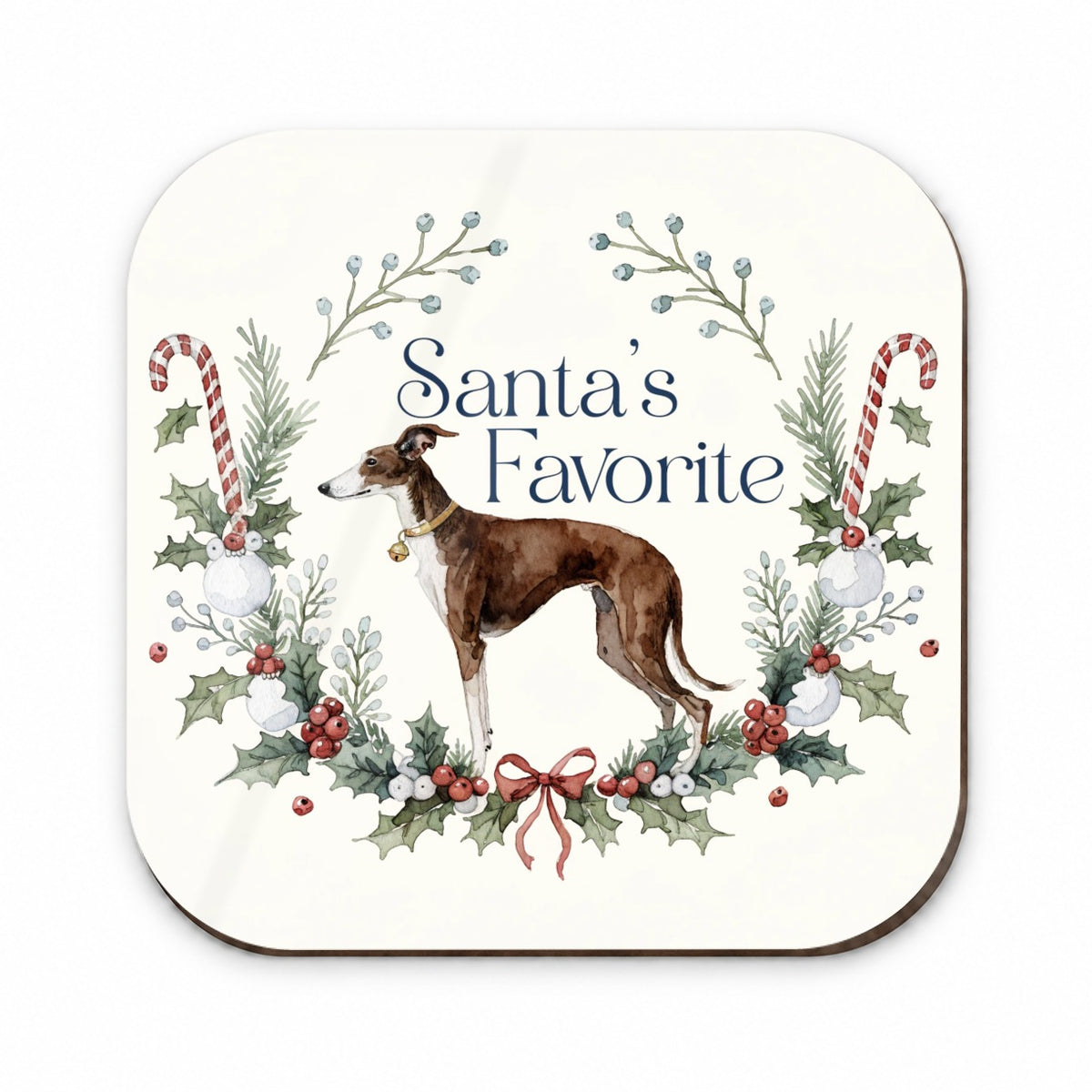 Whippet Dog Christmas Santa's Favorite Fridge Magnet