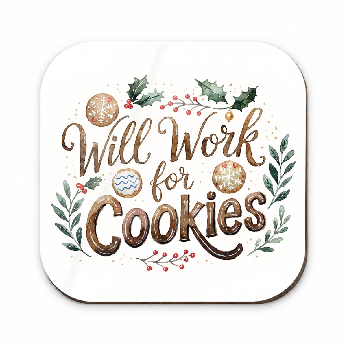 Will Work For Cookies Christmas Fridge Magnet