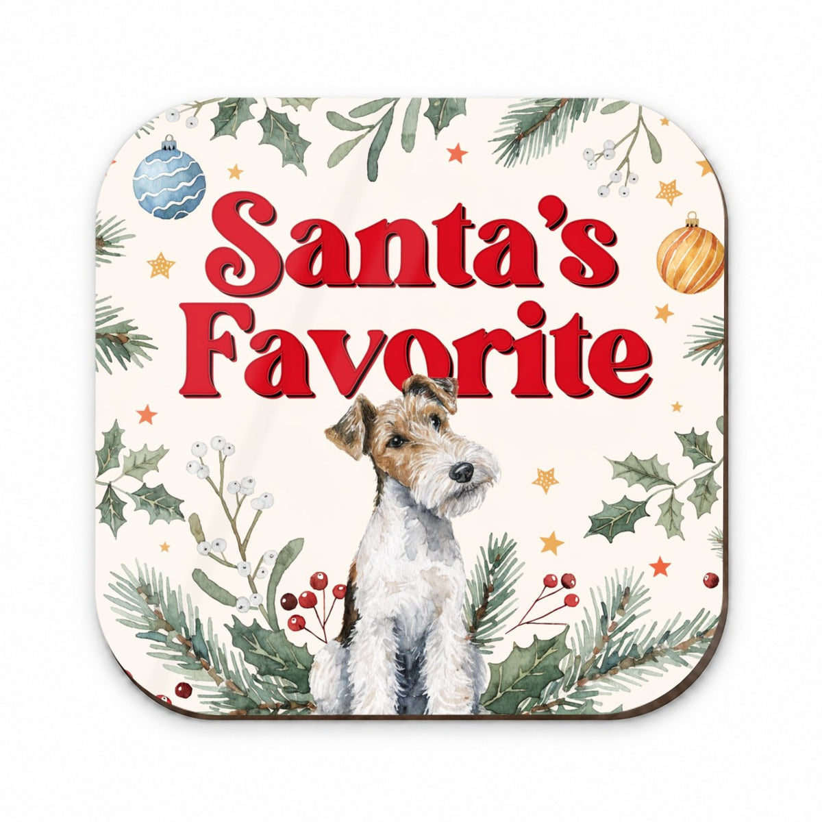 Wire Fox Terrier Dog Christmas Santa's Favorite Fridge Magnet