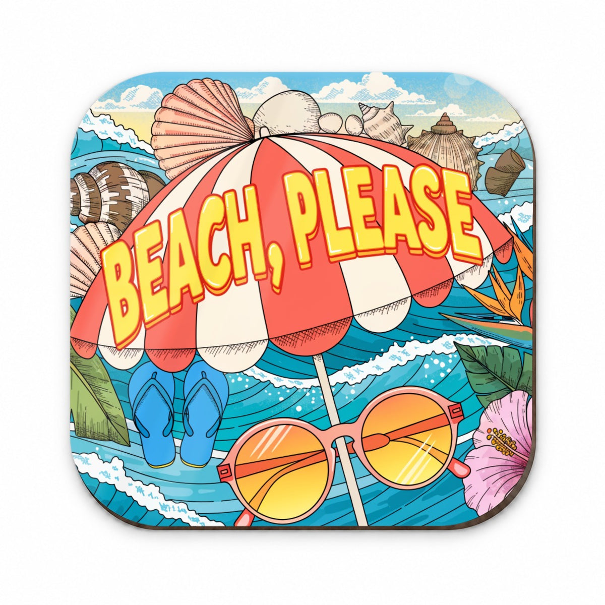 Beach Please Umbrella Funny Fridge Magnet
