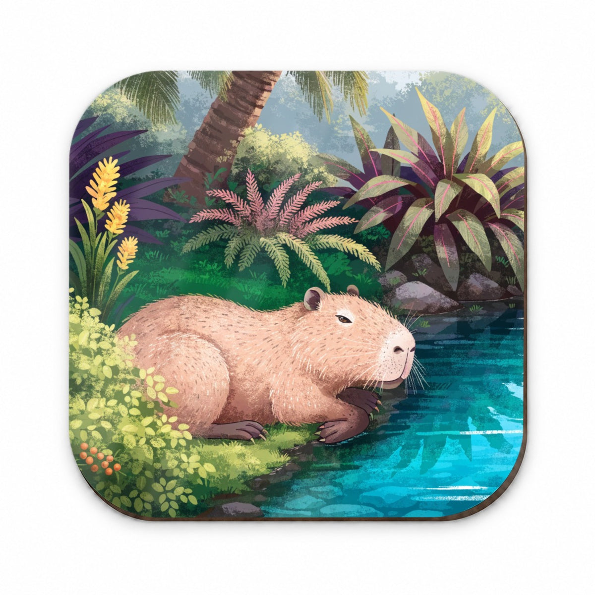Capybara Tropical Pond Fridge Magnet