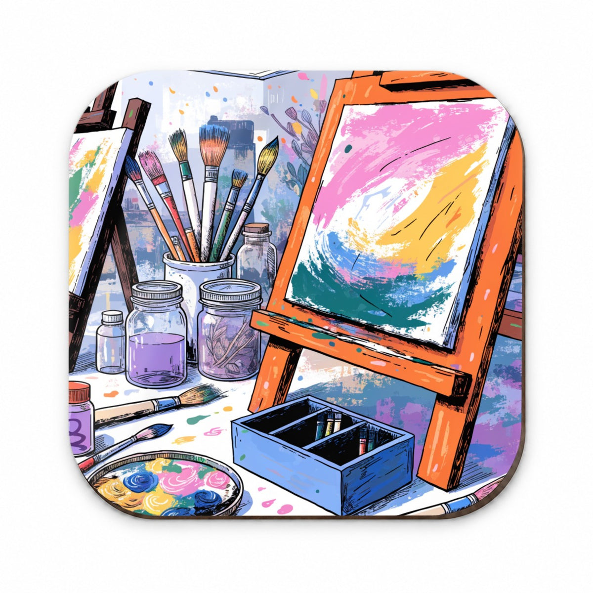 Colorful Artist Painting Studio Fridge Magnet