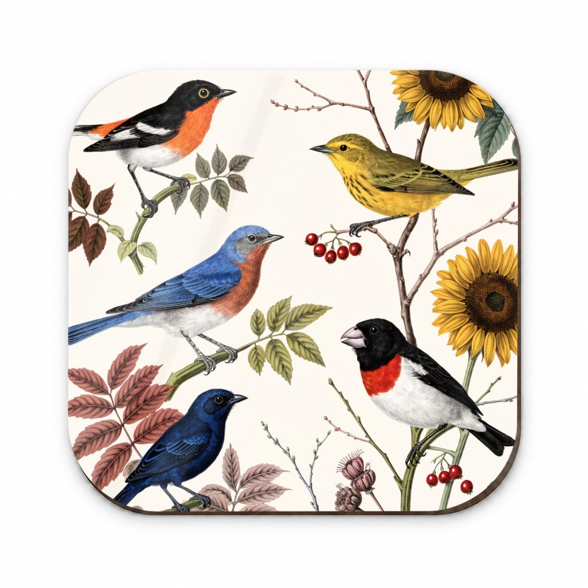 Colorful Backyard Songbirds Fridge Magnet