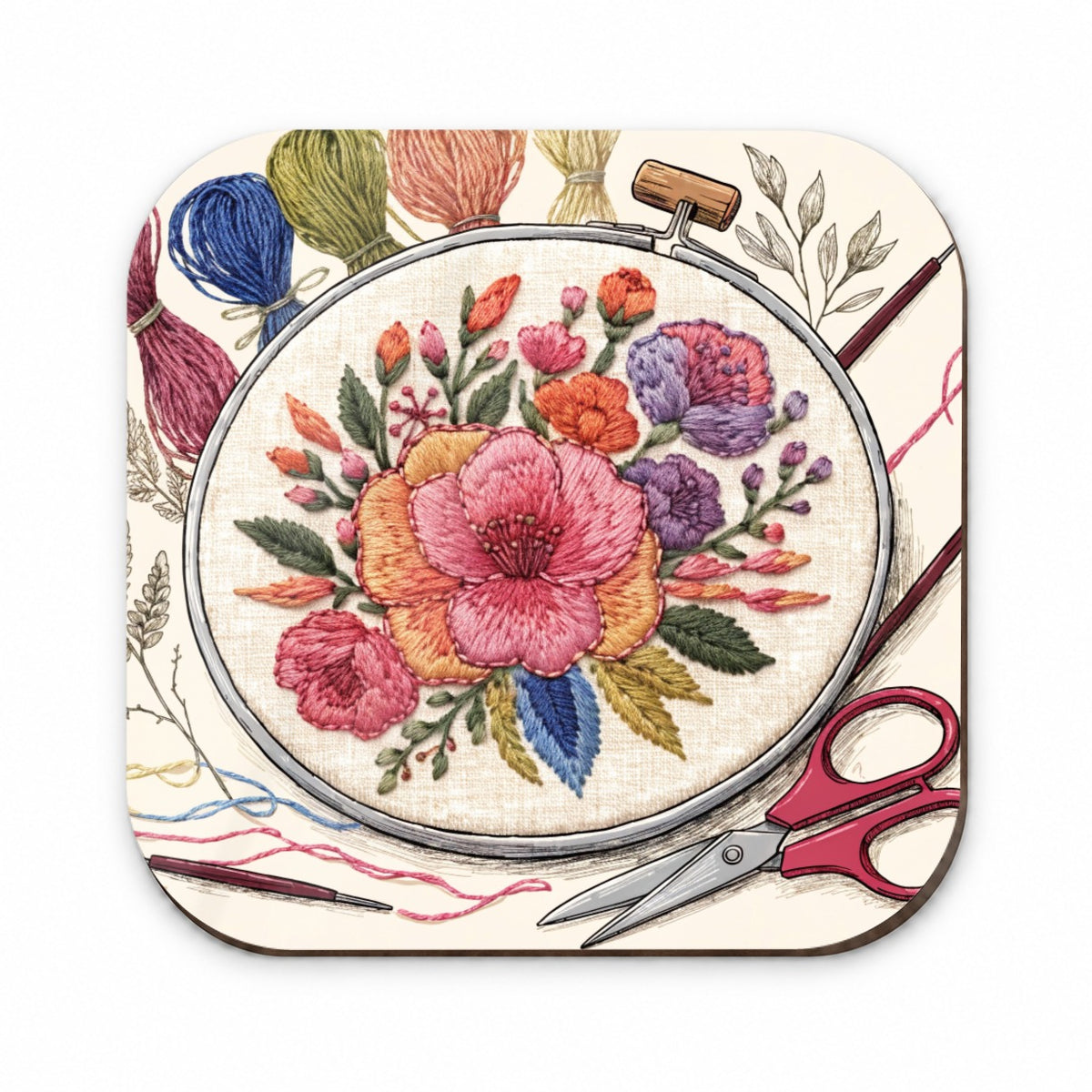 Embroidery Floral Hoop Fridge Magnet