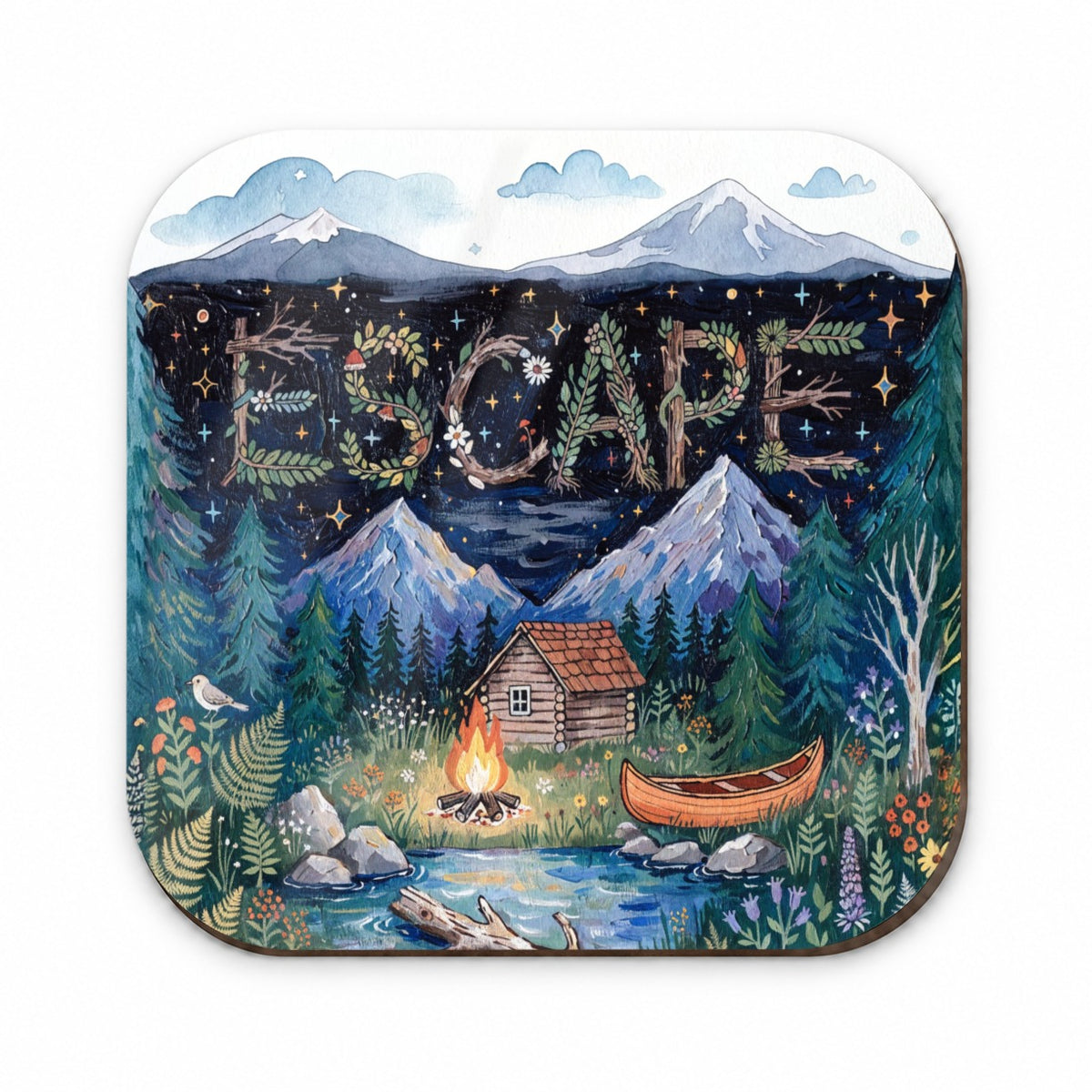 Escape Cozy Cabin Campfire Fridge Magnet