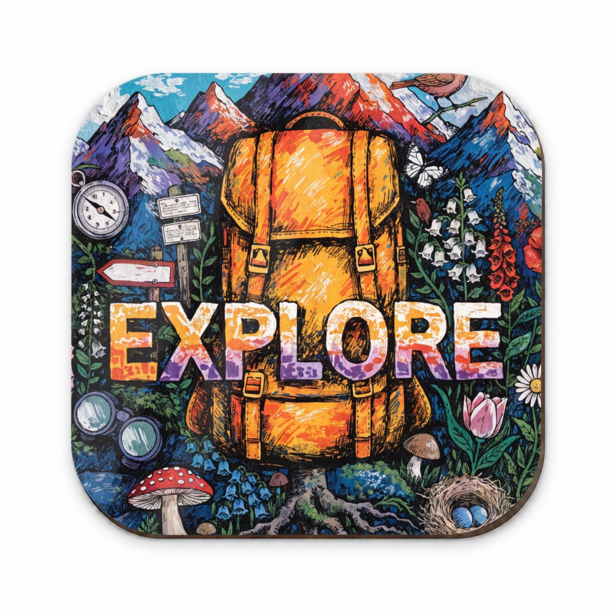 Explore Hiking Backpacking Illustration Fridge Magnet