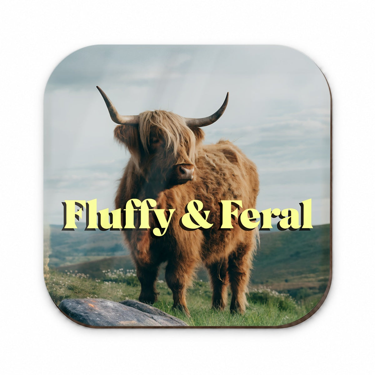 Fluffy Feral Highland Cow Funny Fridge Magnet