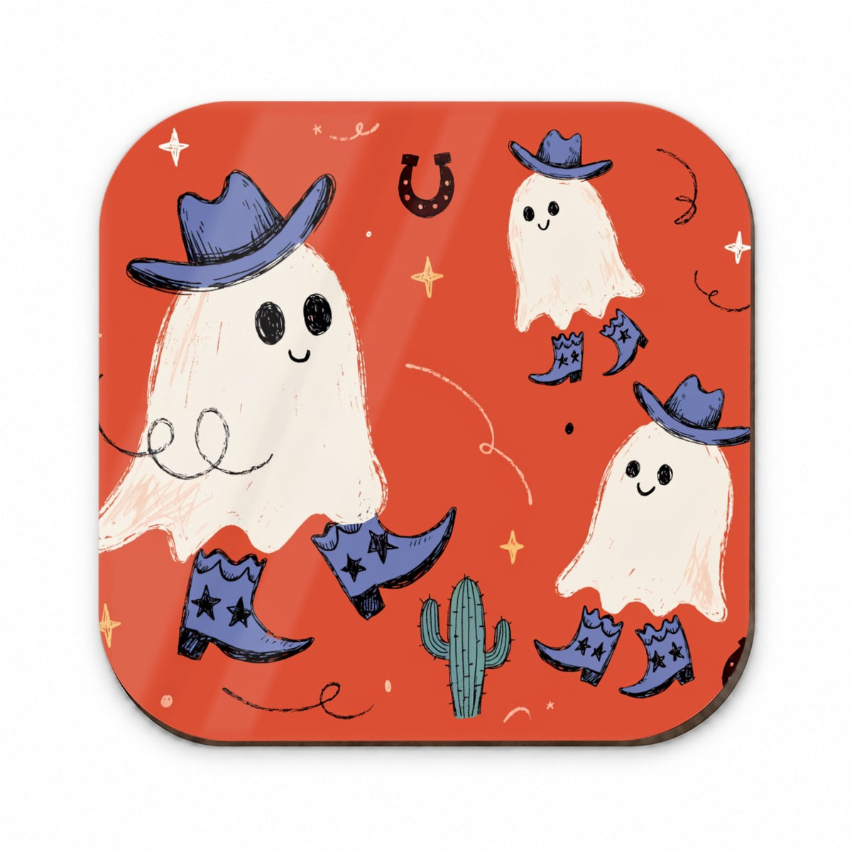 Friendly Ghosts Cowboys Halloween Fridge Magnet