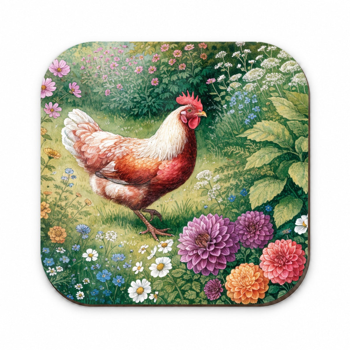 Garden Chicken Wildflowers Fridge Magnet
