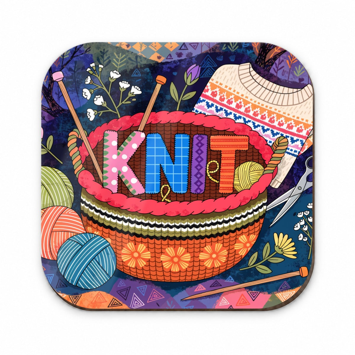 Knit Knitting Colorful Yarn Basket Fridge Magnet