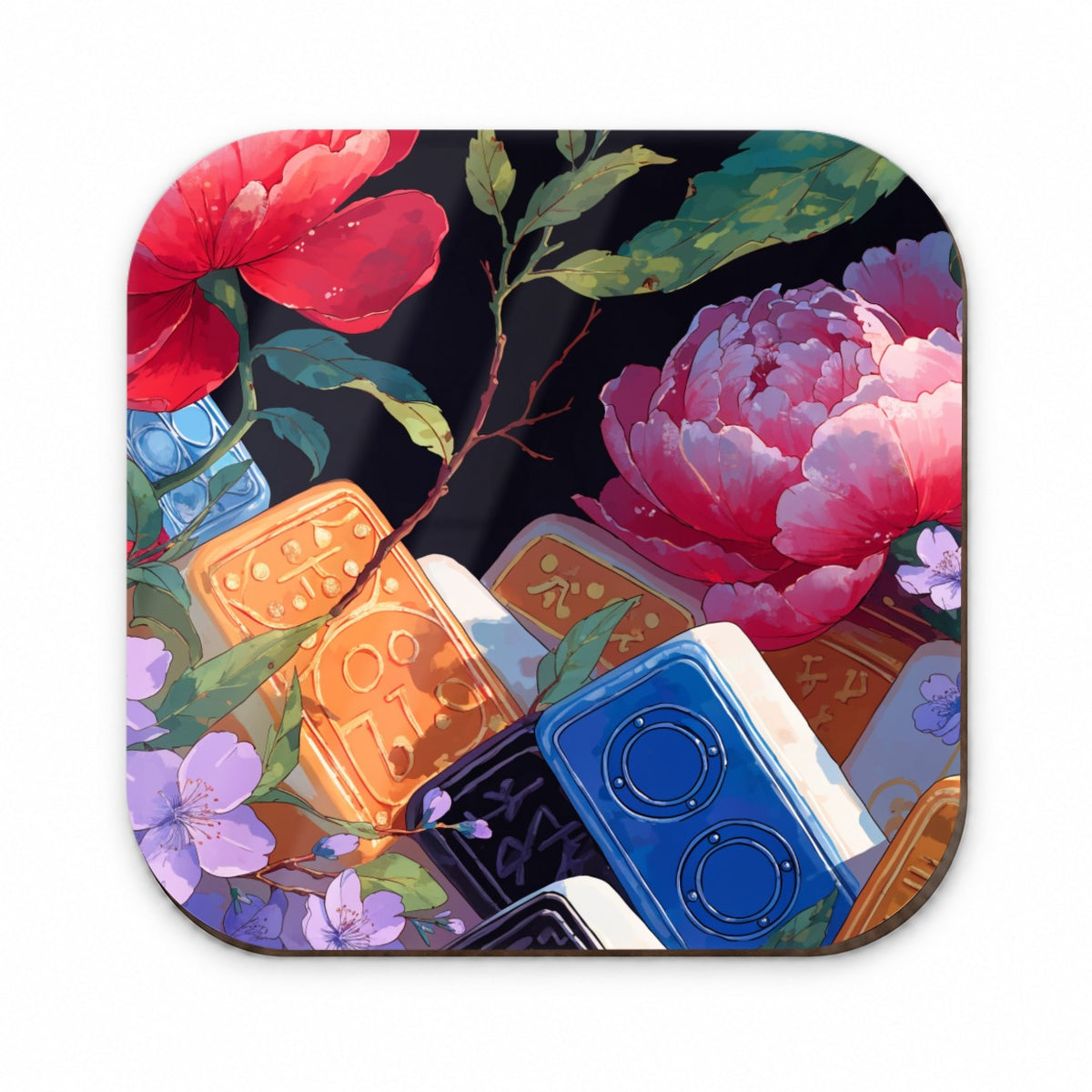 Mahjong Tiles Flowers Fridge Magnet