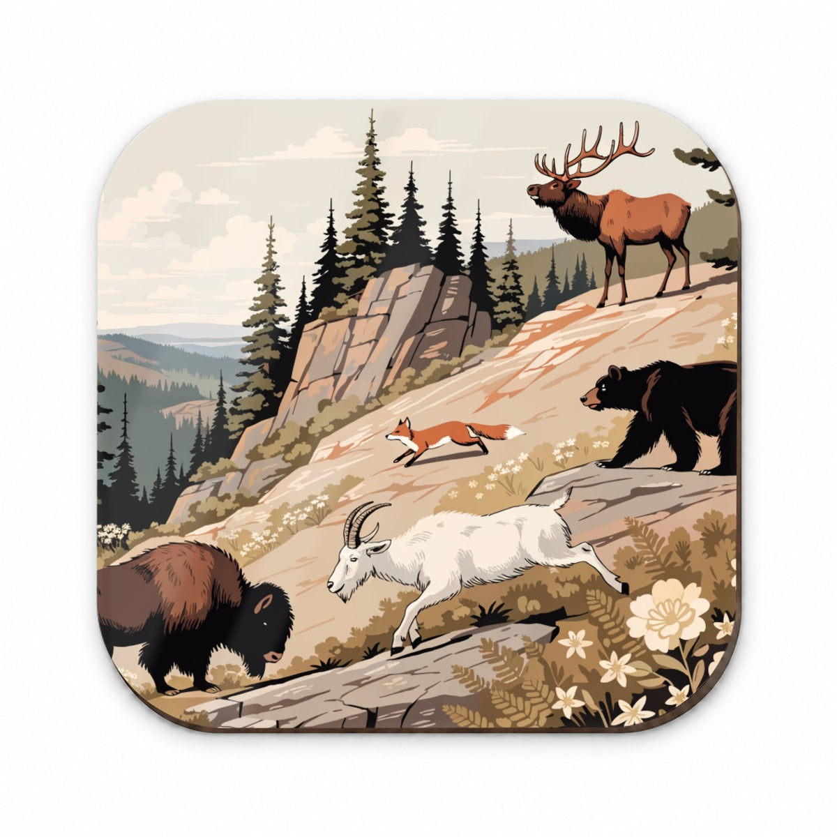 National Park Animals Bear Elk Fox Bison Fridge Magnet