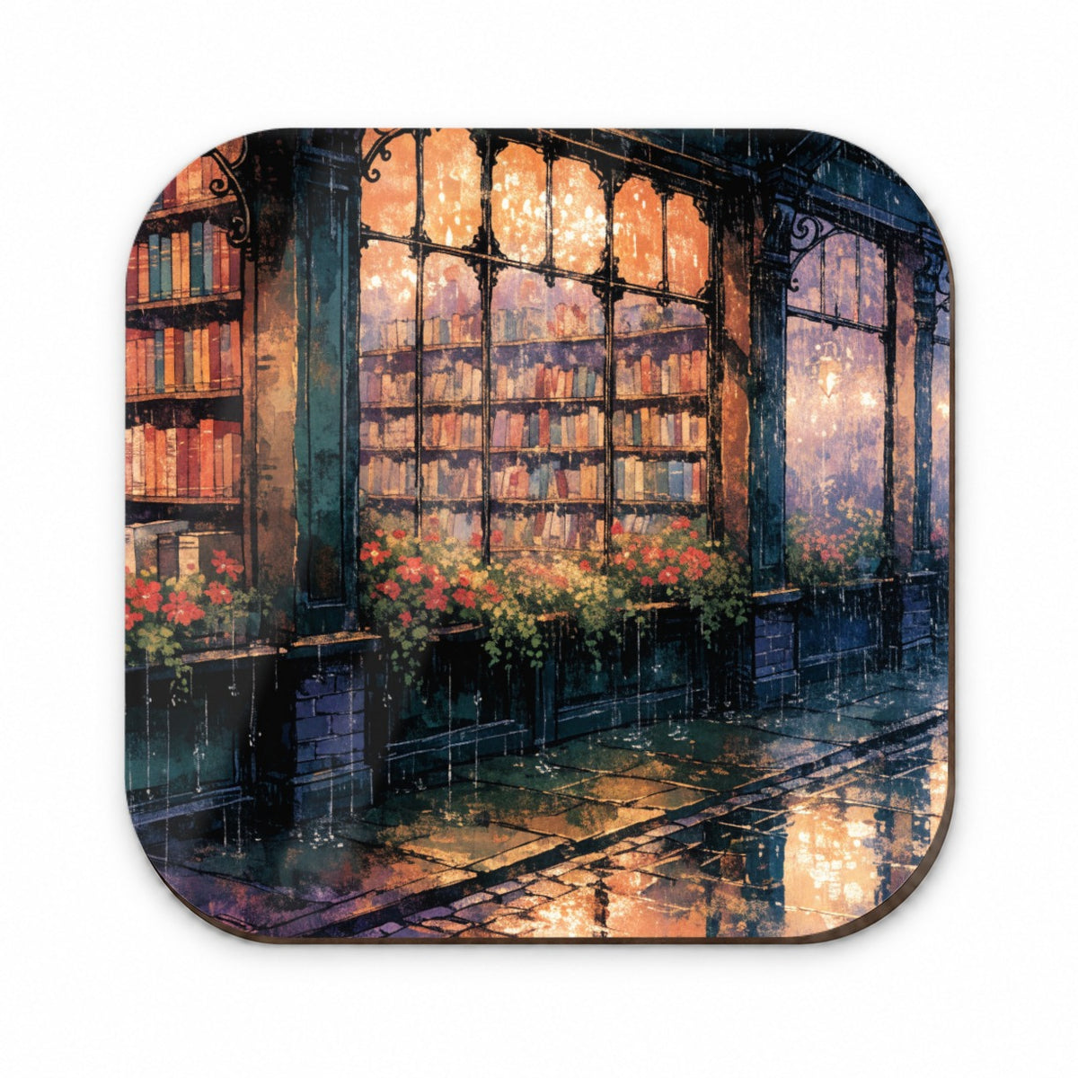 Rainy Bookshop Street Fridge Magnet