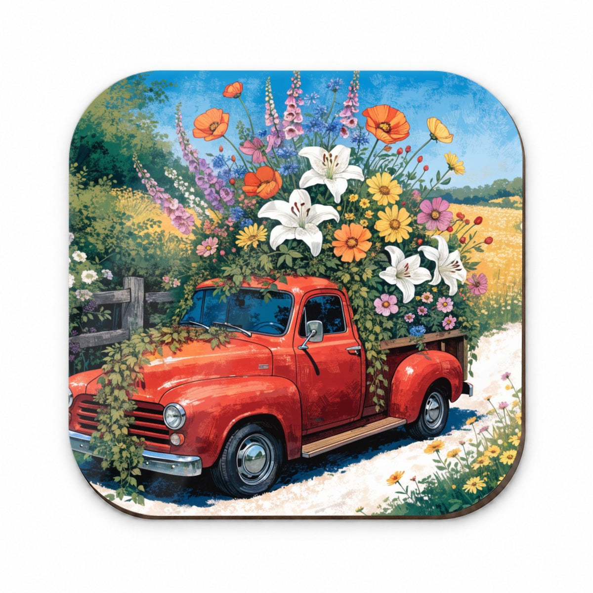 Vintage Flower Truck Fridge Magnet