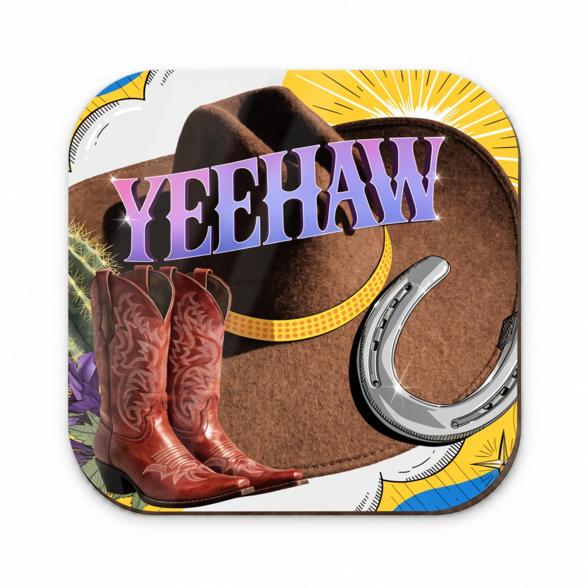 Yeehaw Cowboy Hat Boots Funny Fridge Magnet