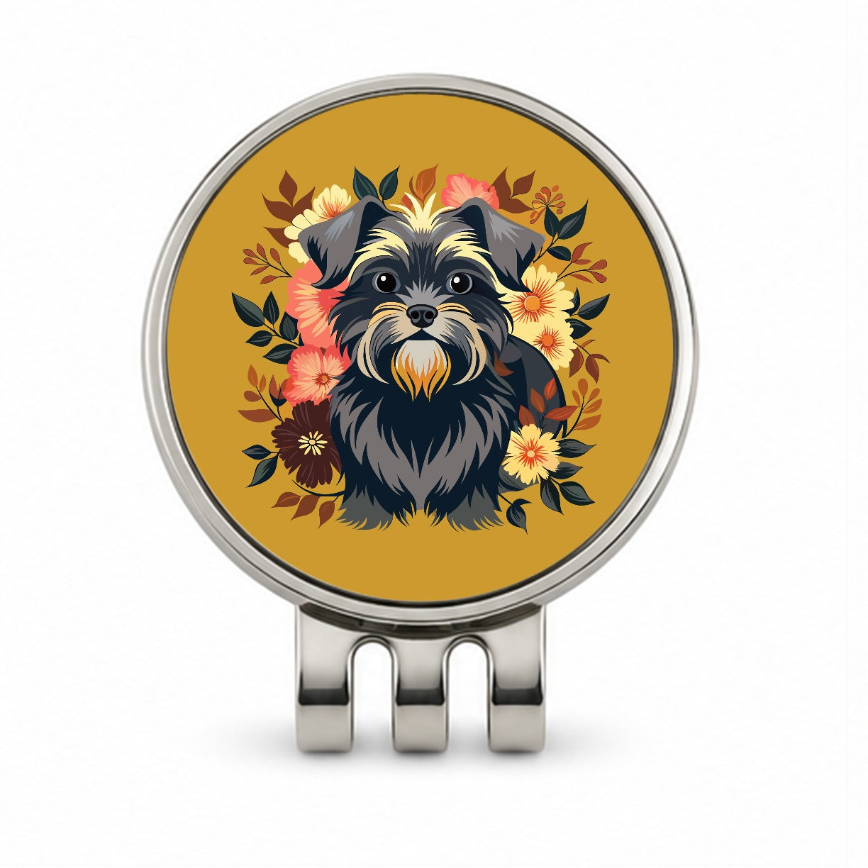 Affenpinscher Dog Floral Flowers Golf Hat Clip with Ball Marker