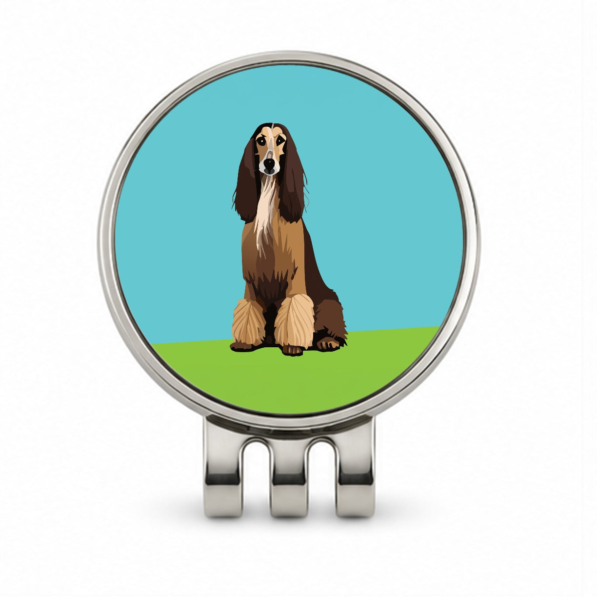 Afghan Hound Dog Sitting Golf Hat Clip with Ball Marker