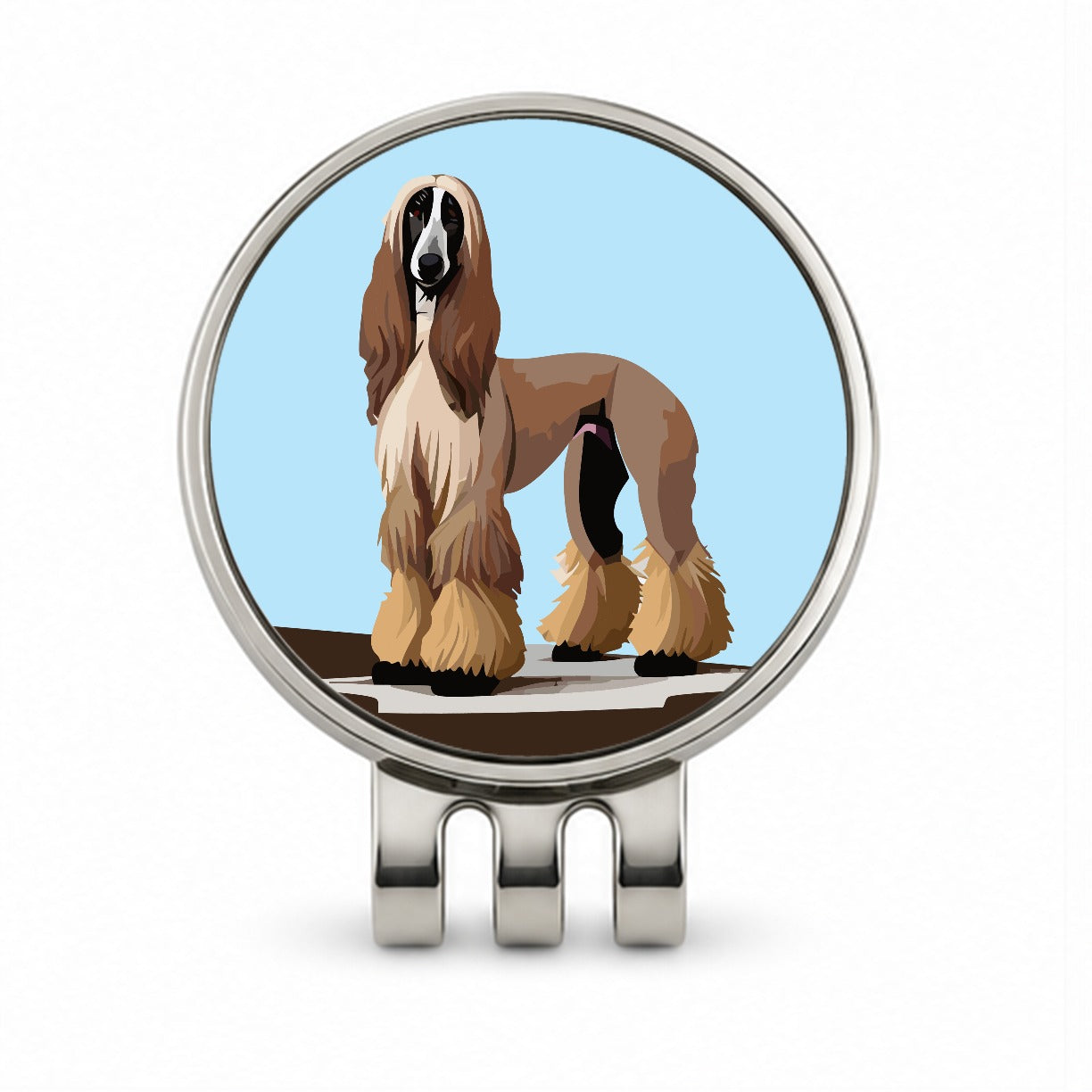 Afghan Hound Dog Standing Golf Hat Clip with Ball Marker