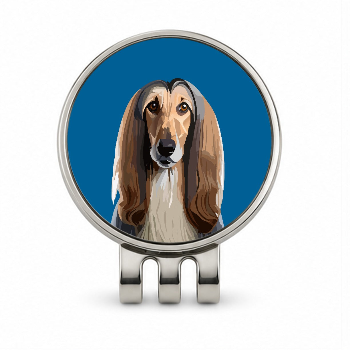 Afghan Hound Dog Staring Golf Hat Clip with Ball Marker