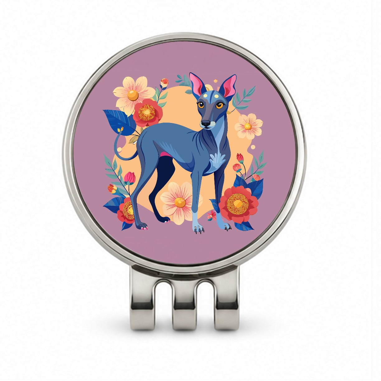 American Hairless Terrier Dog Floral Flowers Golf Hat Clip with Ball Marker