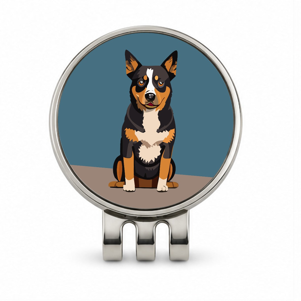 Australian Cattle Dog Sitting Golf Hat Clip with Ball Marker