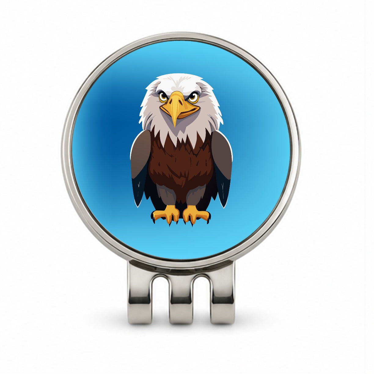 Bald Eagle Standing Golf Hat Clip with Ball Marker
