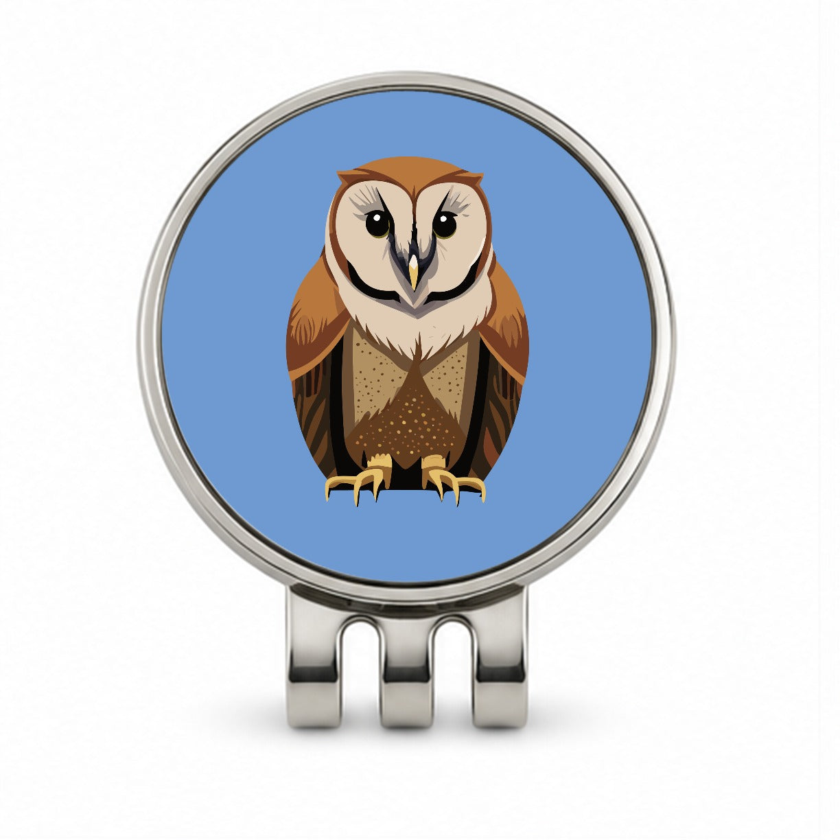 Barn Owl Staring Golf Hat Clip with Ball Marker
