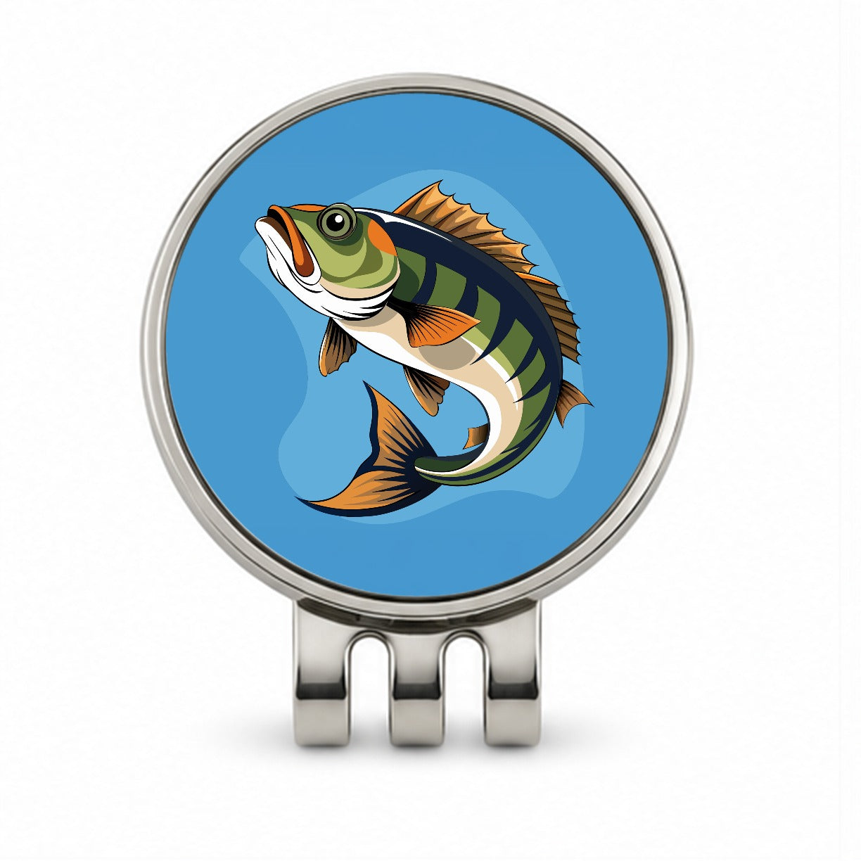 Bass Fish Fishing Golf Hat Clip with Ball Marker