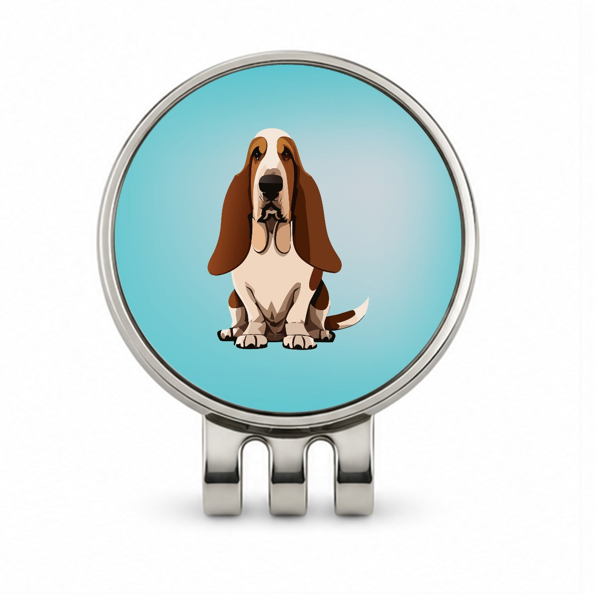 Basset Hound Dog Sitting Golf Hat Clip with Ball Marker