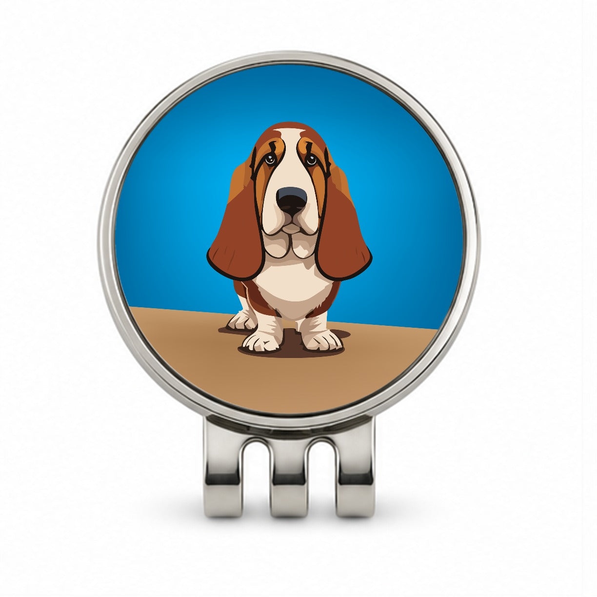 Basset Hound Staring Golf Hat Clip with Ball Marker