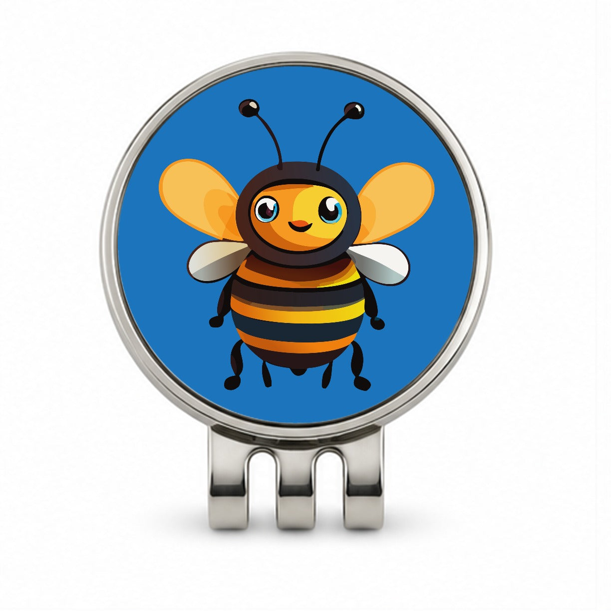 Bee Happy Smiling Golf Hat Clip with Ball Marker