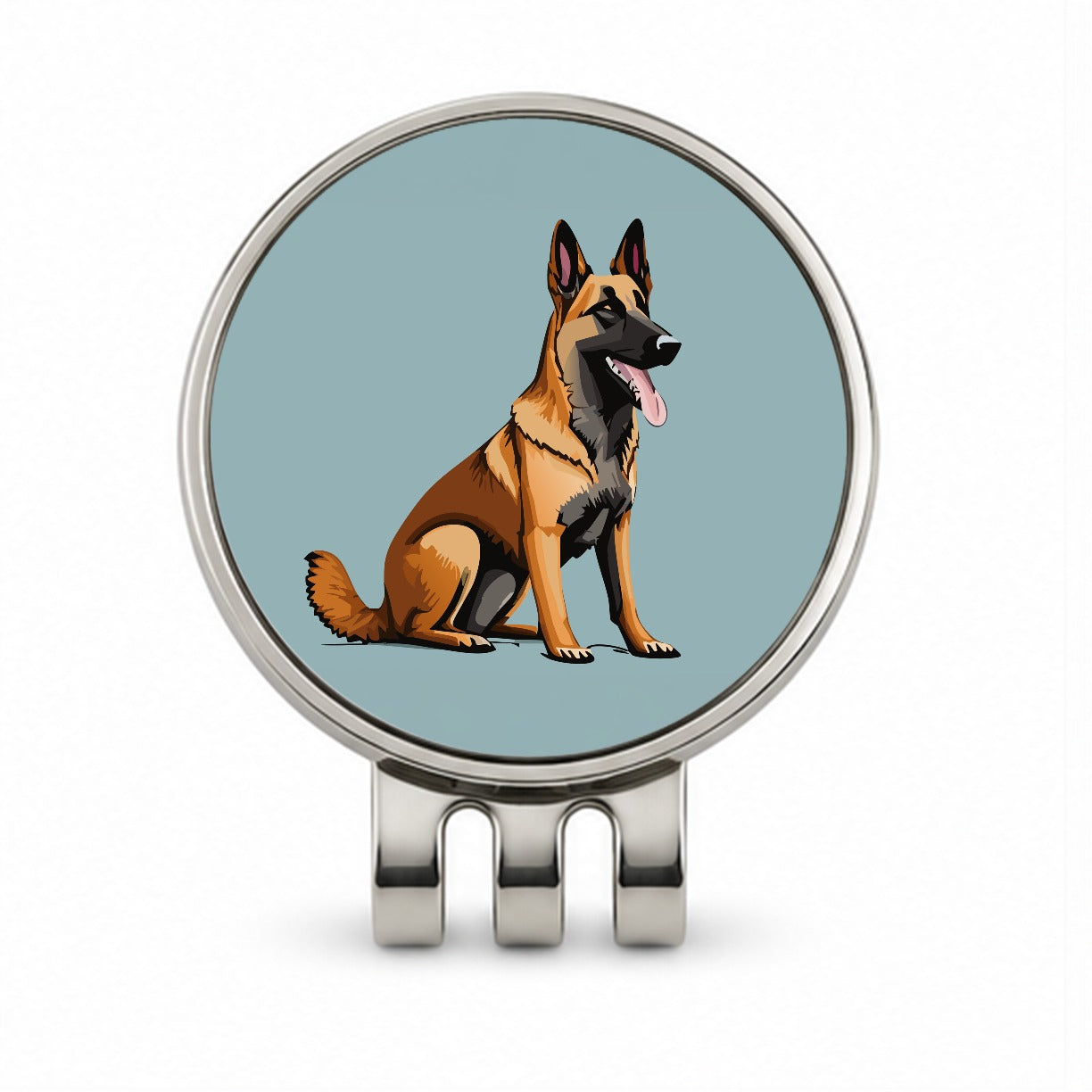 Belgian Shepherd Dog Sitting Golf Hat Clip with Ball Marker