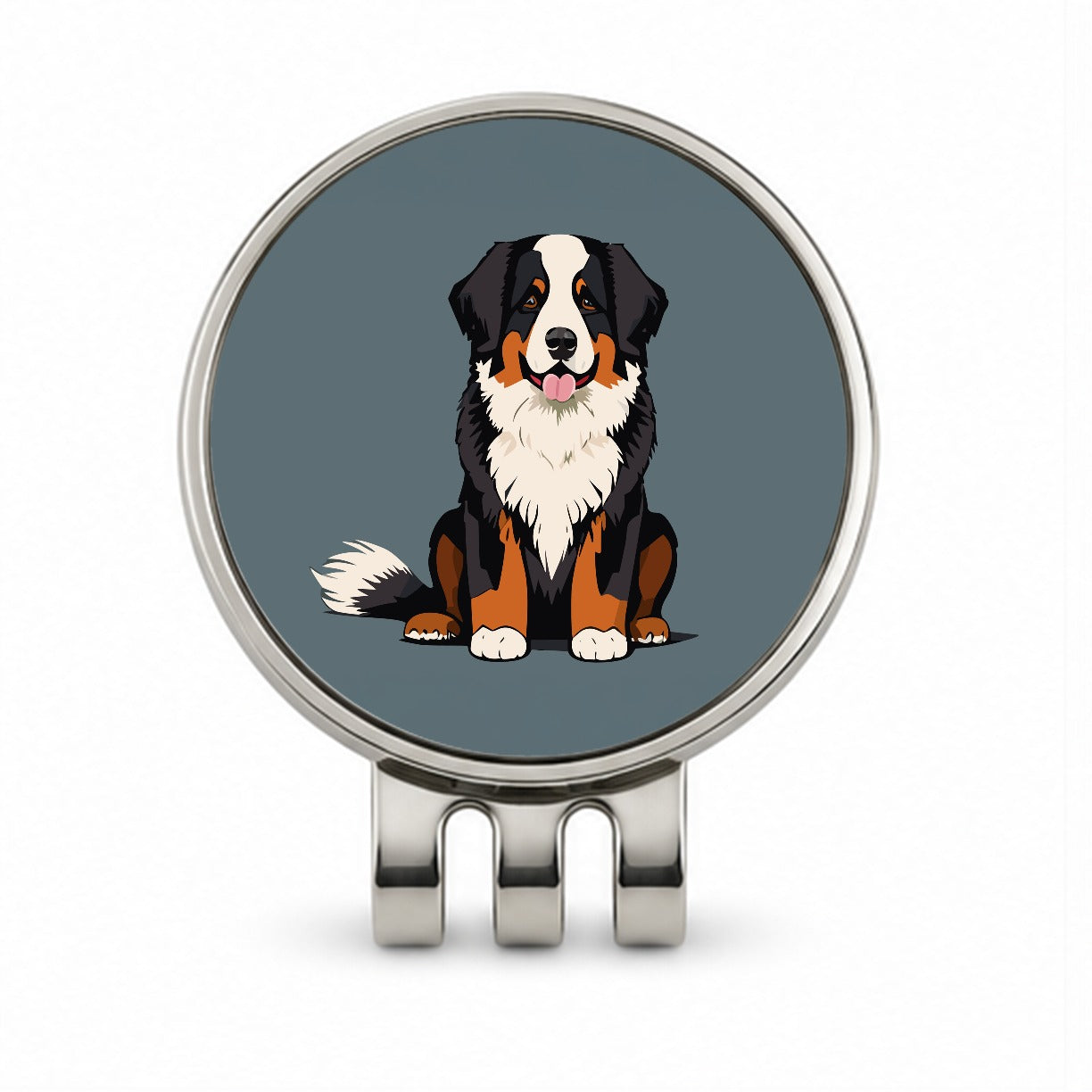 Bernese Mountain Dog Sitting Golf Hat Clip with Ball Marker
