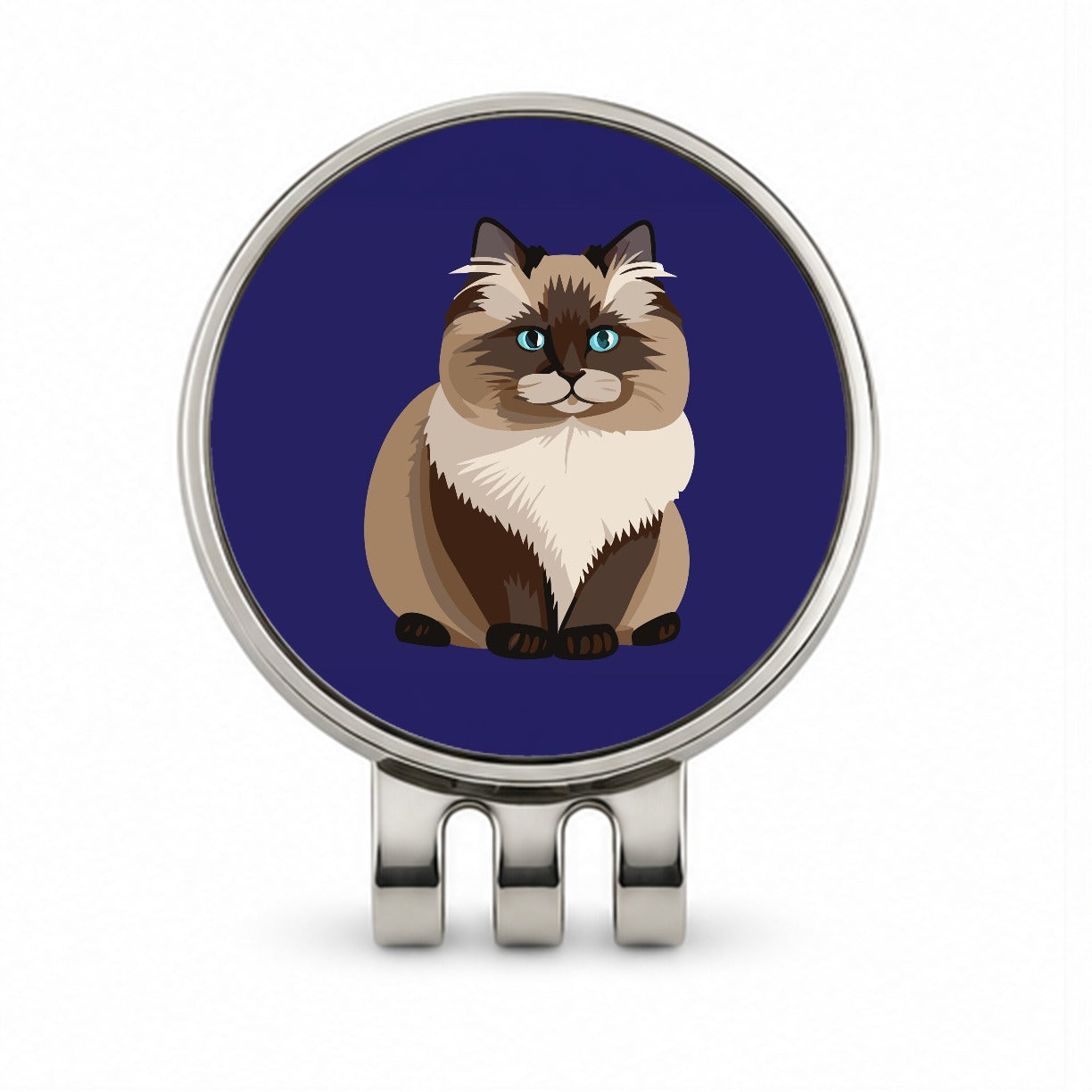Birman Cat Sitting Golf Hat Clip with Ball Marker