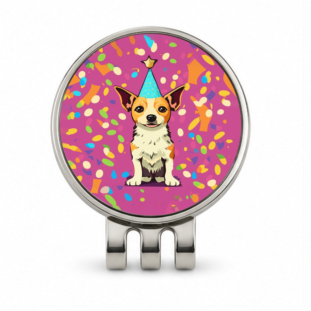 Birthday Dog Confetti Background Golf Hat Clip with Ball Marker