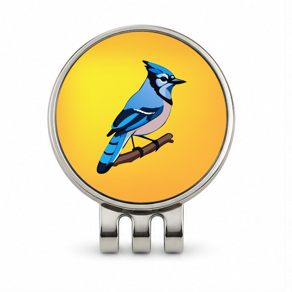 Blue Jay on Branch Golf Hat Clip with Ball Marker