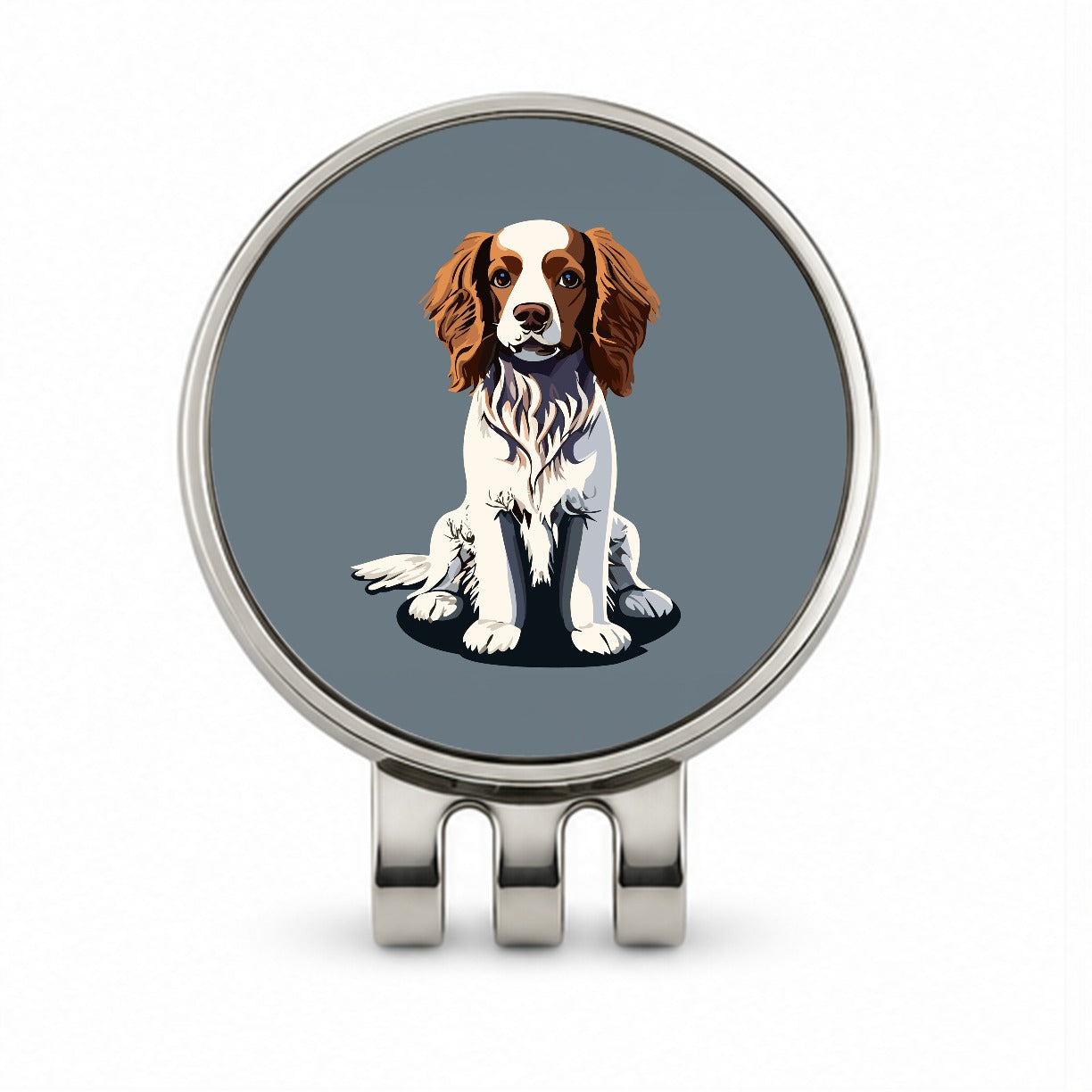 Brittany Spaniel Dog Sitting Golf Hat Clip with Ball Marker