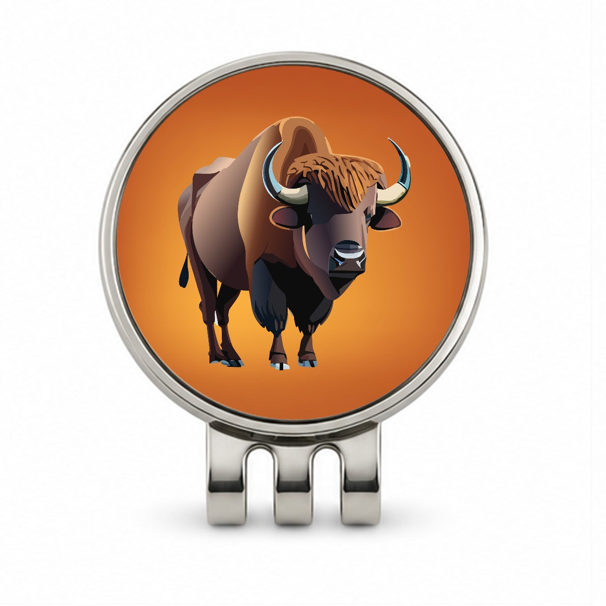 Buffalo Standing Golf Hat Clip with Ball Marker