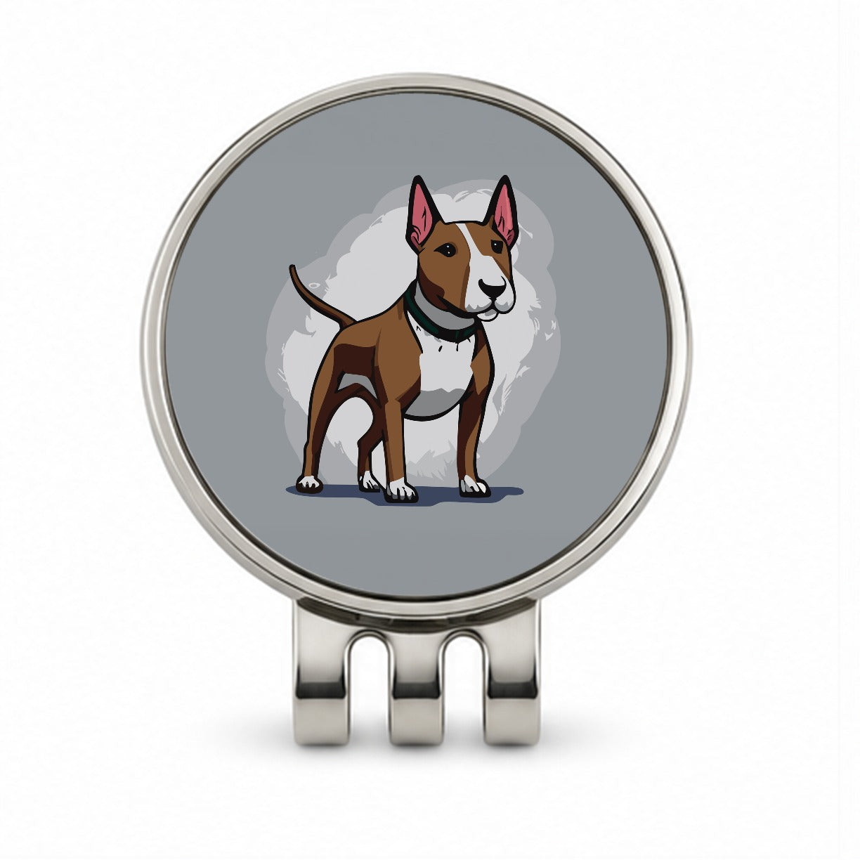 Bull Terrier Dog Standing Golf Hat Clip with Ball Marker
