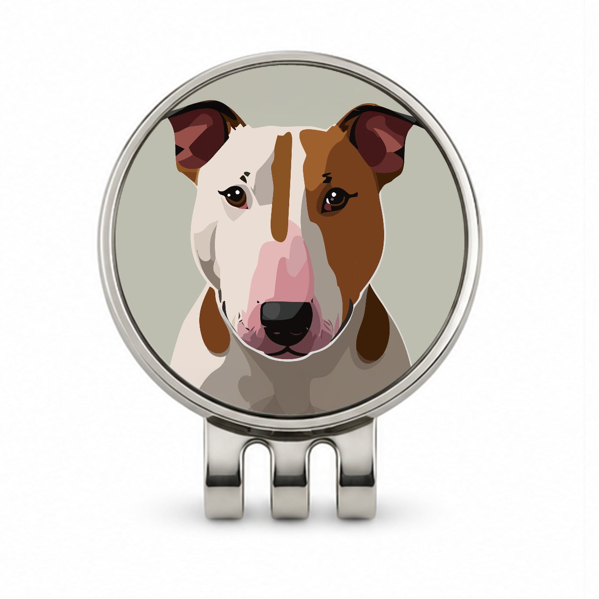 Bull Terrier Dog Staring Golf Hat Clip with Ball Marker