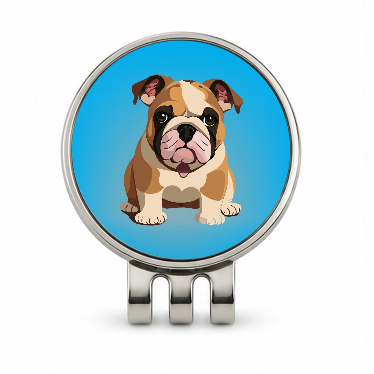 Bulldog Cute Dog Sitting Golf Hat Clip with Ball Marker